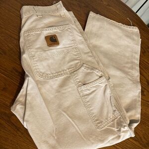 Vintage Carhartt 32 x 30 Carpenter Painter Pants Khaki Tan Distressed